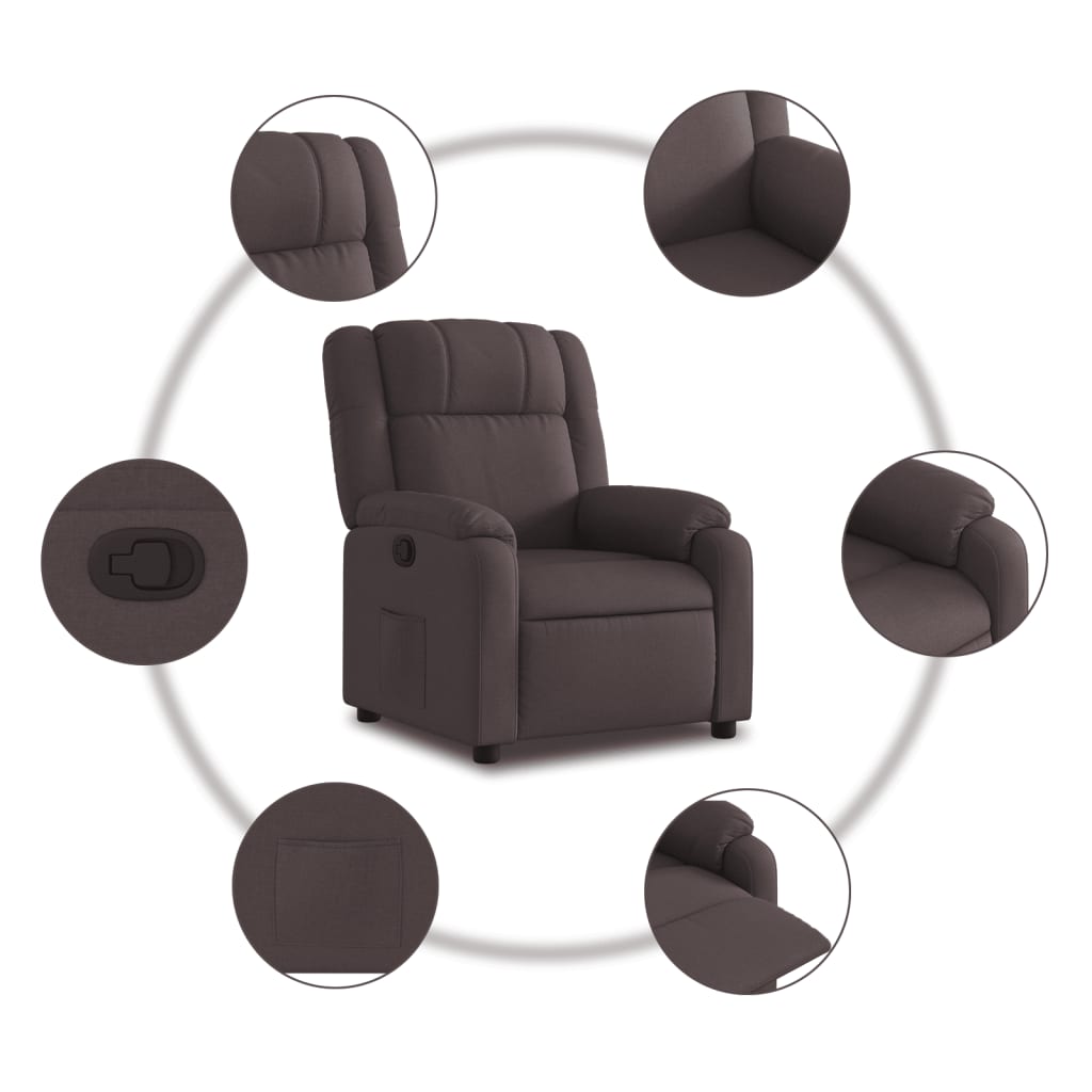 Fauteuil verstelbaar stof donkerbruin – afbeelding 5