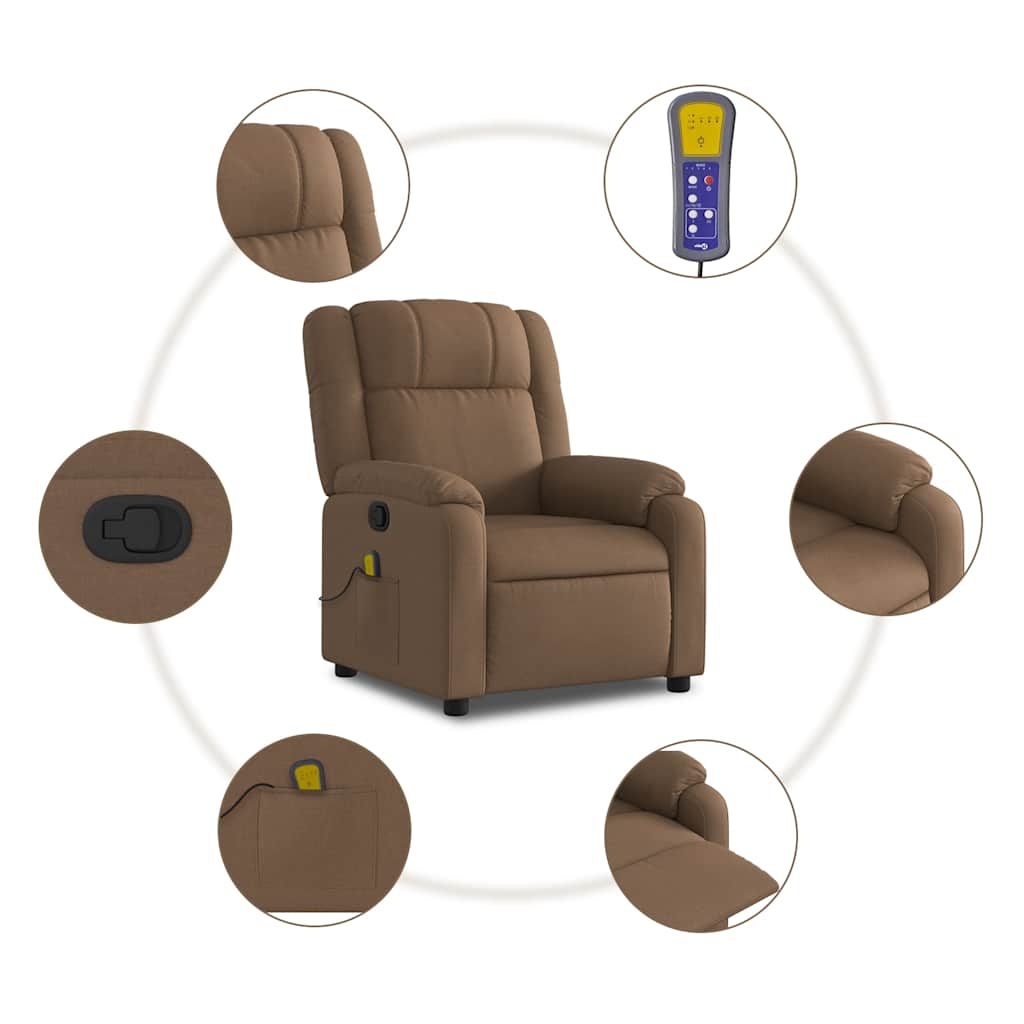 Massagestoel verstelbaar stof bruin – afbeelding 6