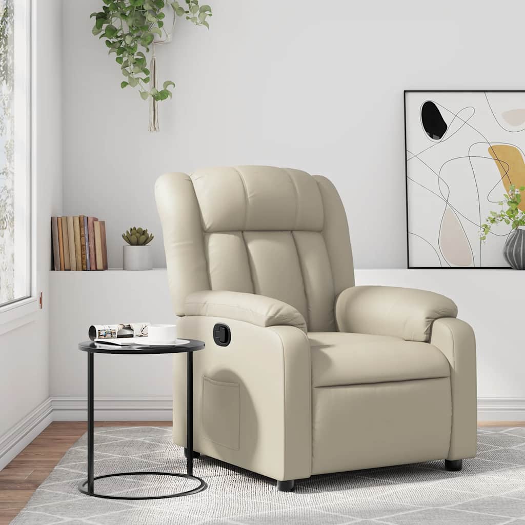 Fauteuil verstelbaar kunstleer crèmekleurig