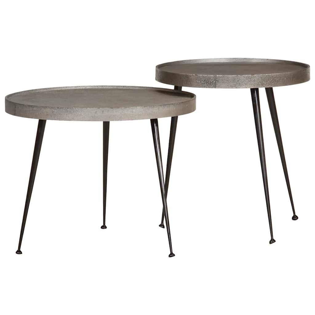 Salontafel 2 stuks zilverkleurig bewerkt hout