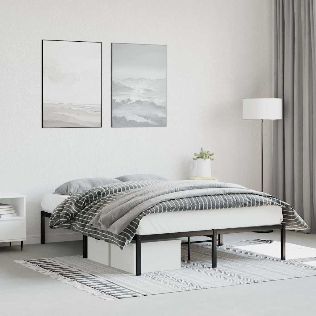 Bedframe metaal zwart 135x190 cm – afbeelding 1