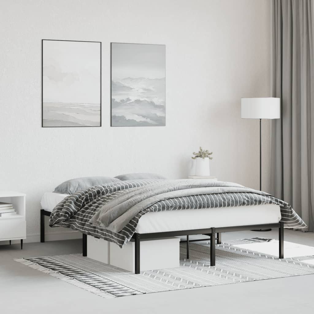 Bedframe metaal zwart 140x190 cm – afbeelding 1