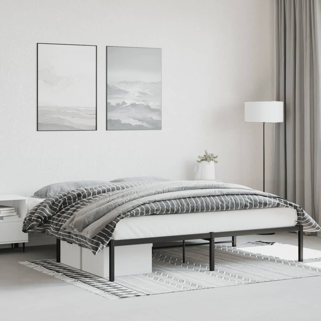 Bedframe metaal zwart 183x213 cm – afbeelding 1
