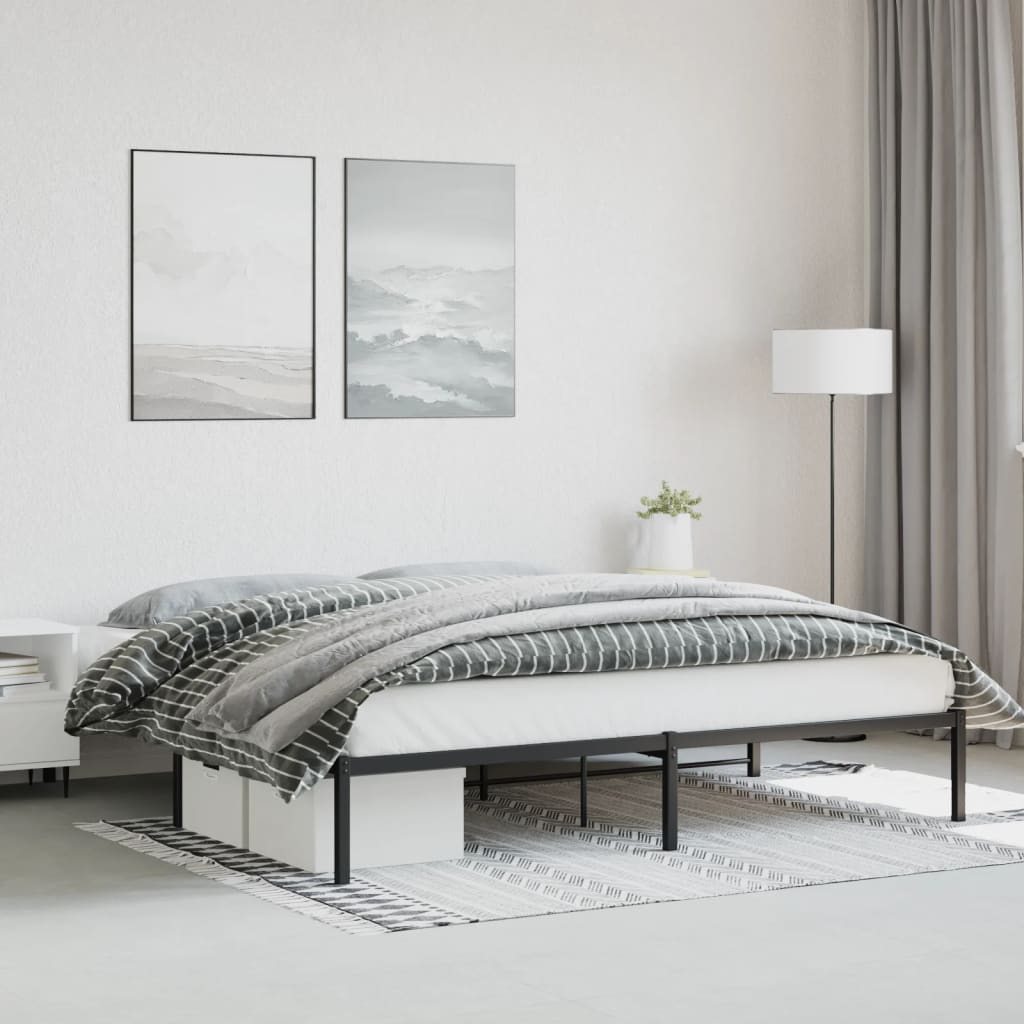 Bedframe metaal zwart 200x200 cm – afbeelding 1