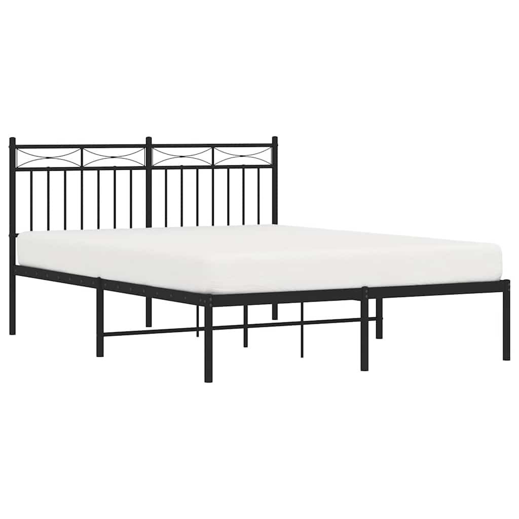 Bedframe met hoofdbord metaal zwart 135x190 cm – afbeelding 4