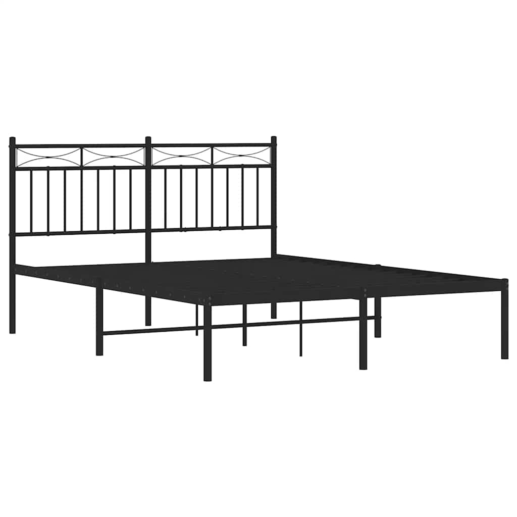 Bedframe met hoofdbord metaal zwart 135x190 cm – afbeelding 5