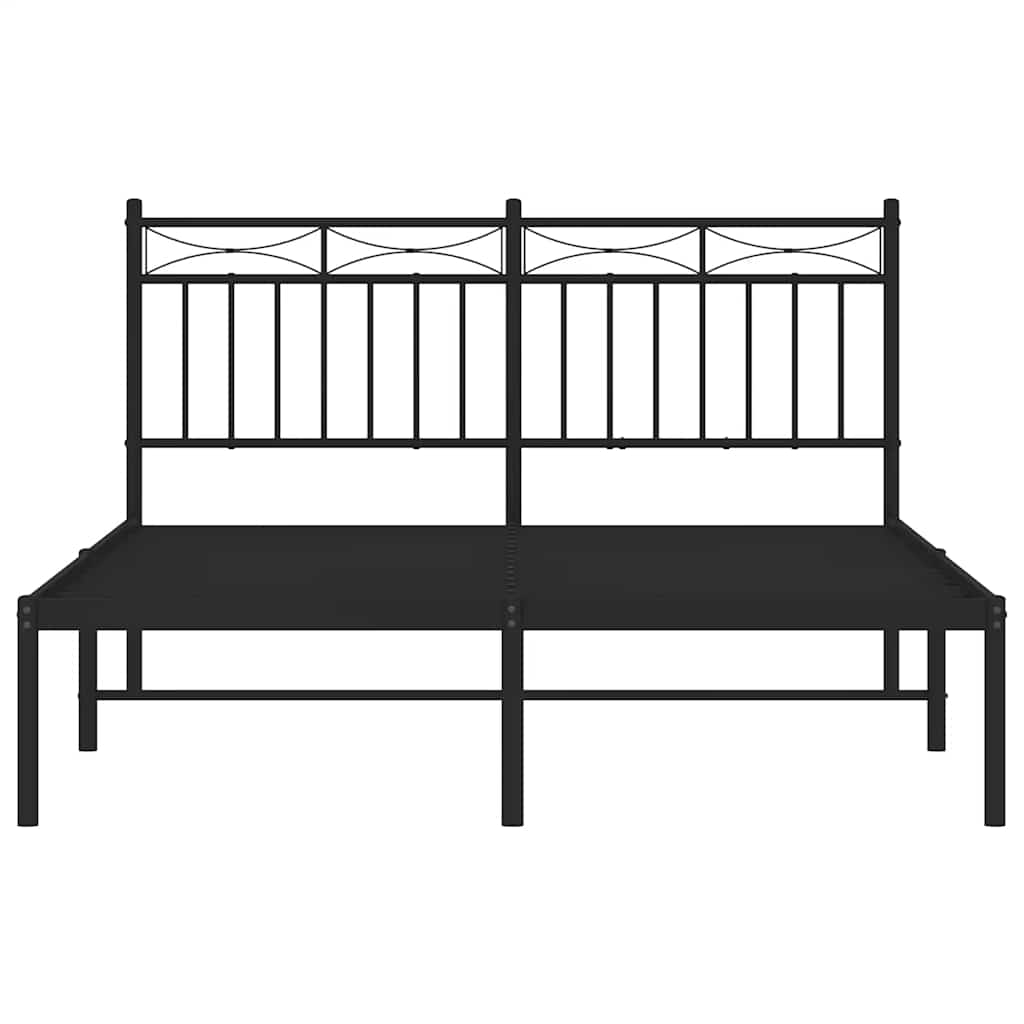 Bedframe met hoofdbord metaal zwart 135x190 cm – afbeelding 6