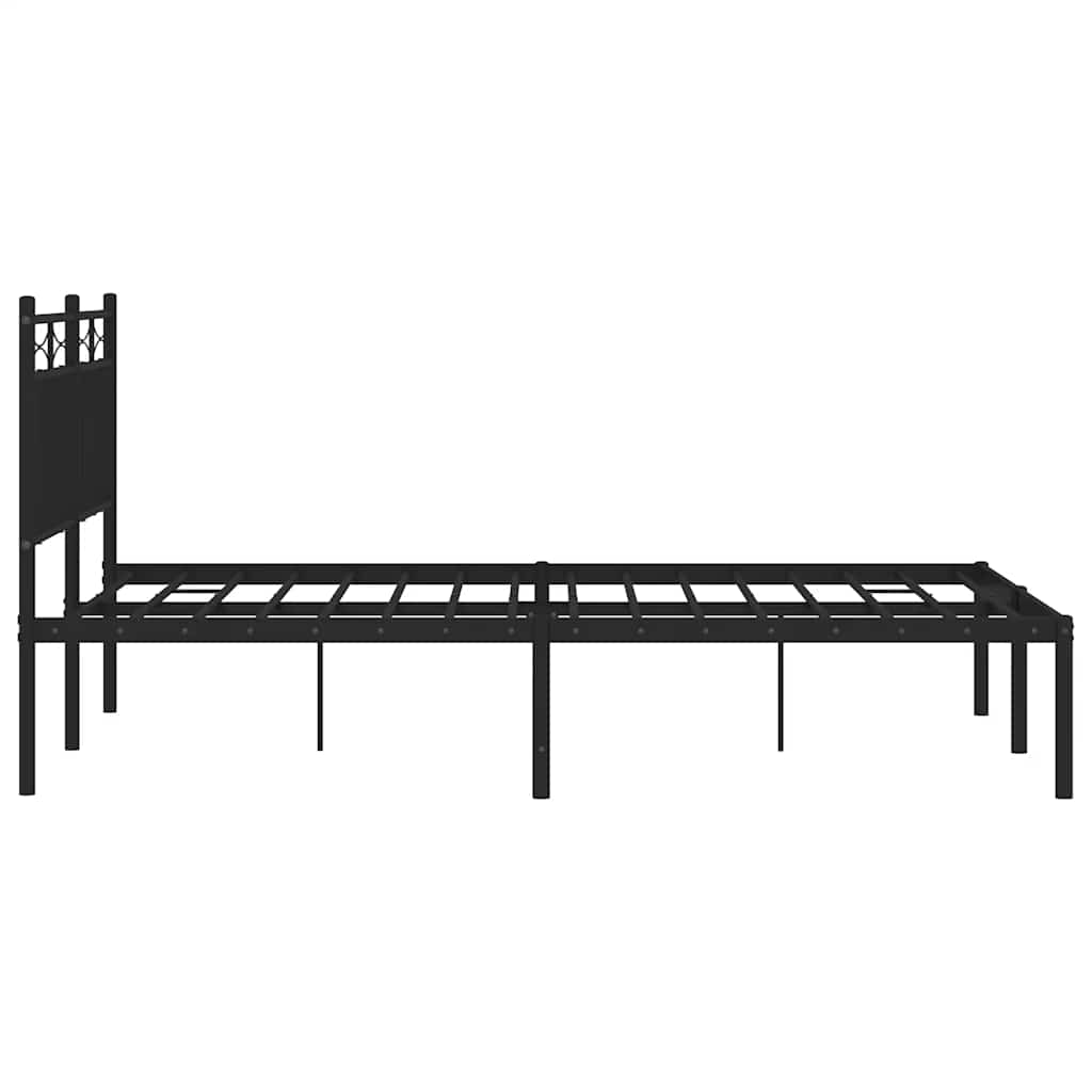Bedframe met hoofdbord metaal zwart 135x190 cm – afbeelding 7