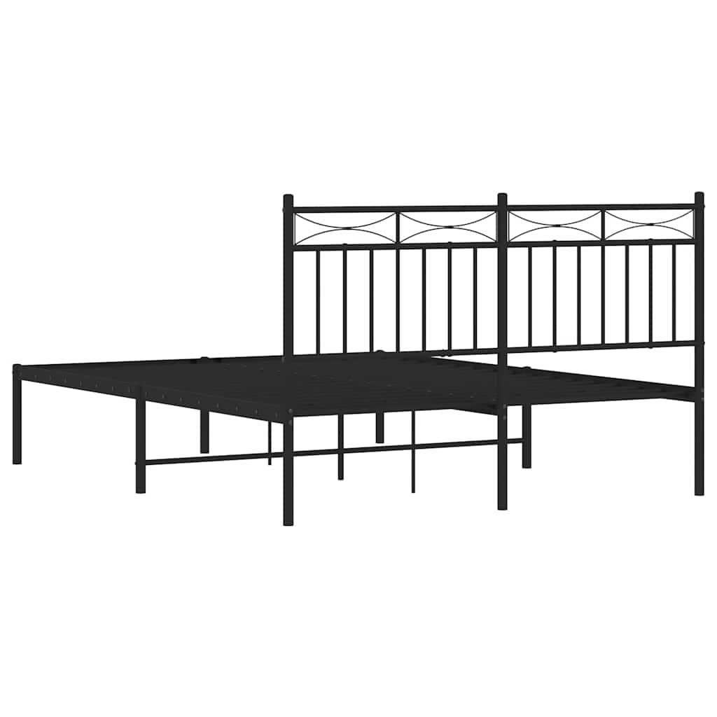 Bedframe met hoofdbord metaal zwart 135x190 cm – afbeelding 8