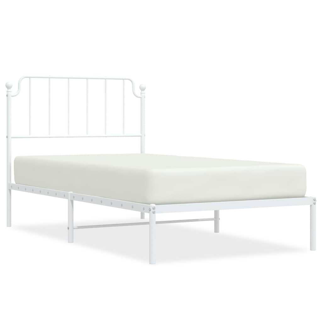 Bedframe met hoofdbord metaal wit 100x200 cm – afbeelding 2