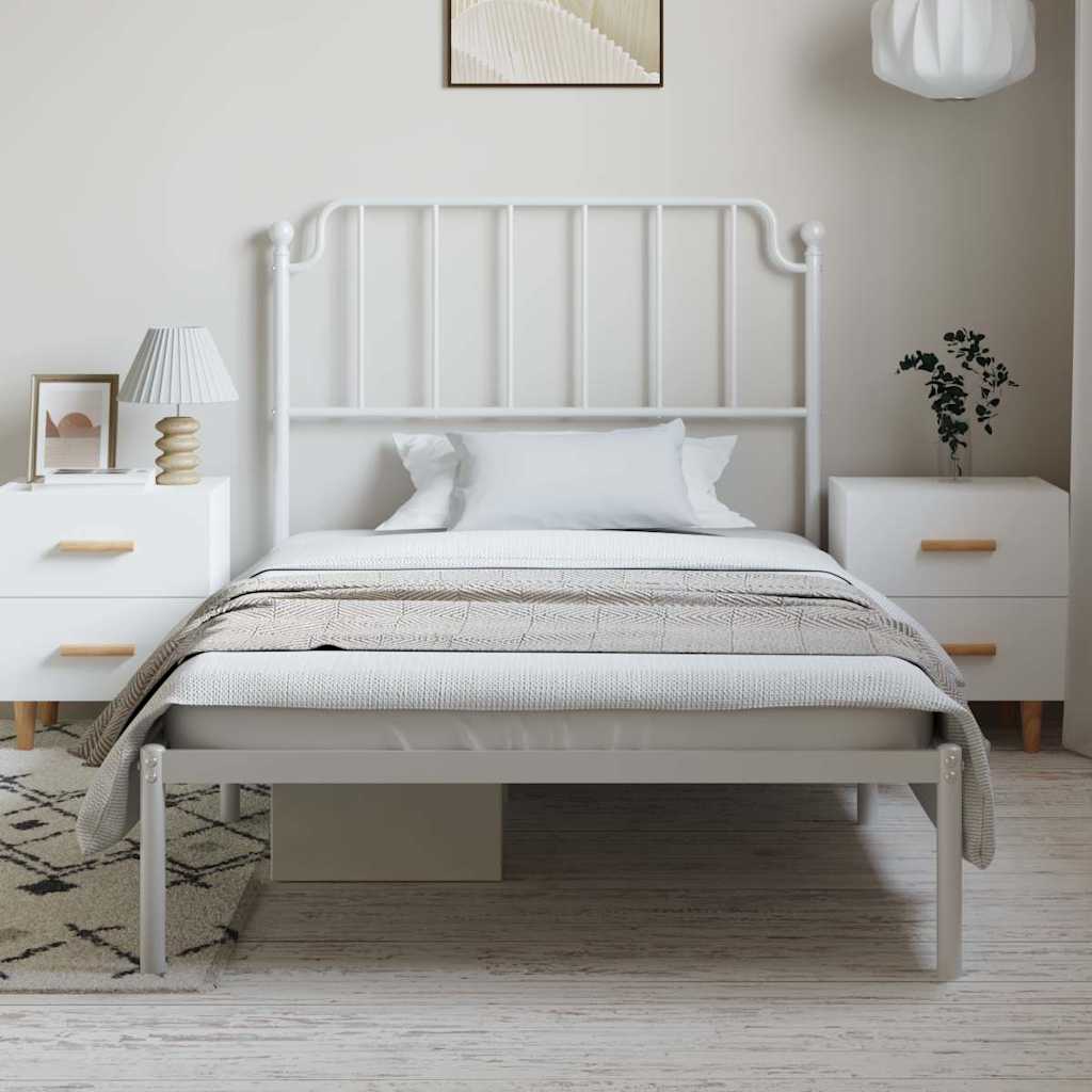 Bedframe met hoofdbord metaal wit 100x200 cm – afbeelding 3