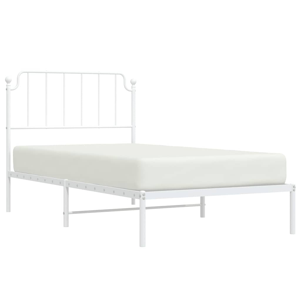 Bedframe met hoofdbord metaal wit 100x200 cm – afbeelding 4
