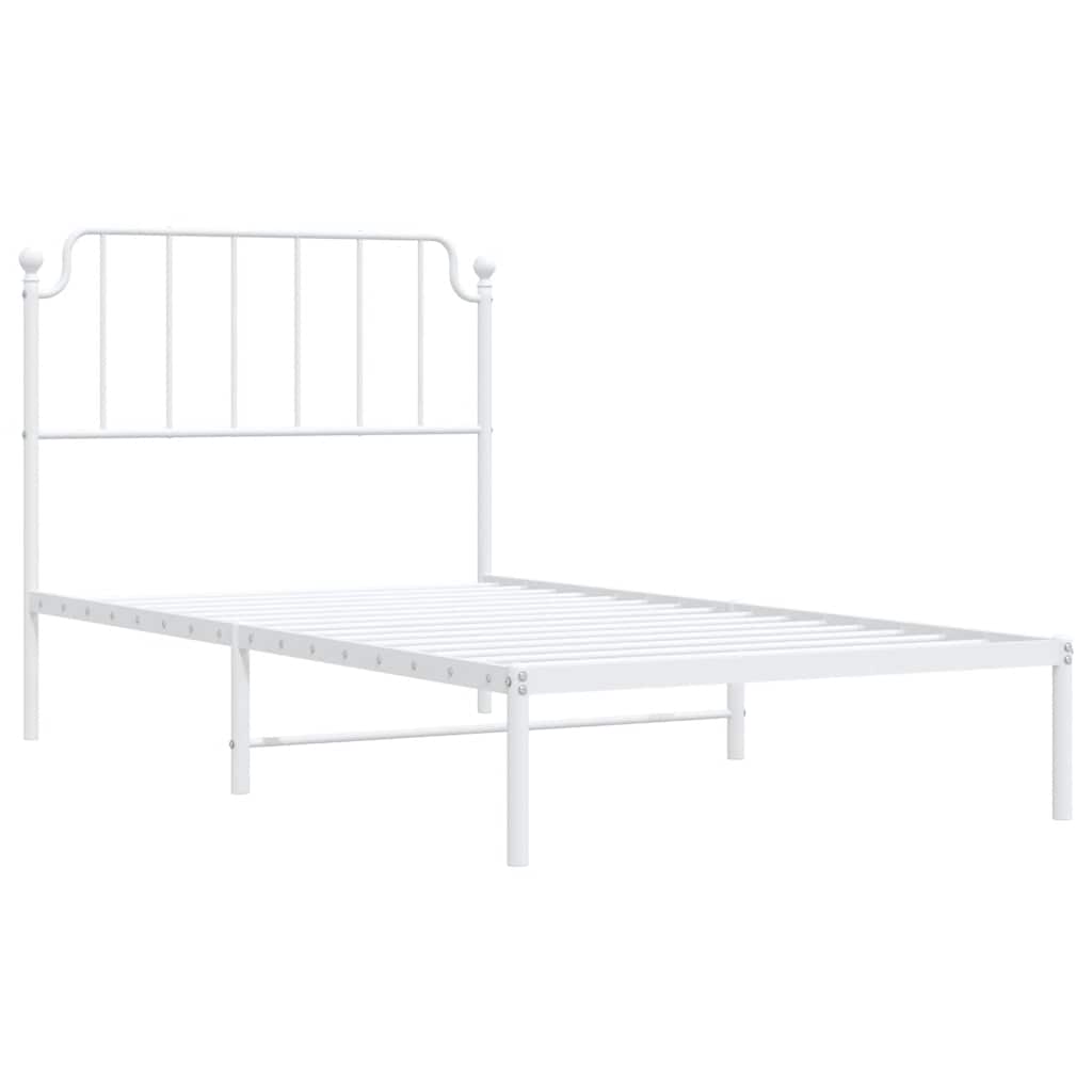 Bedframe met hoofdbord metaal wit 100x200 cm – afbeelding 5