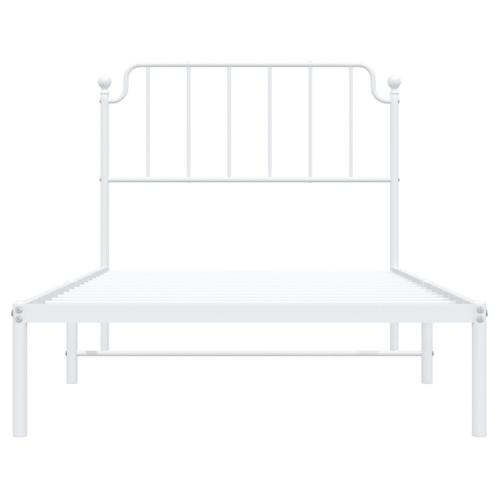 Bedframe met hoofdbord metaal wit 100x200 cm – afbeelding 6
