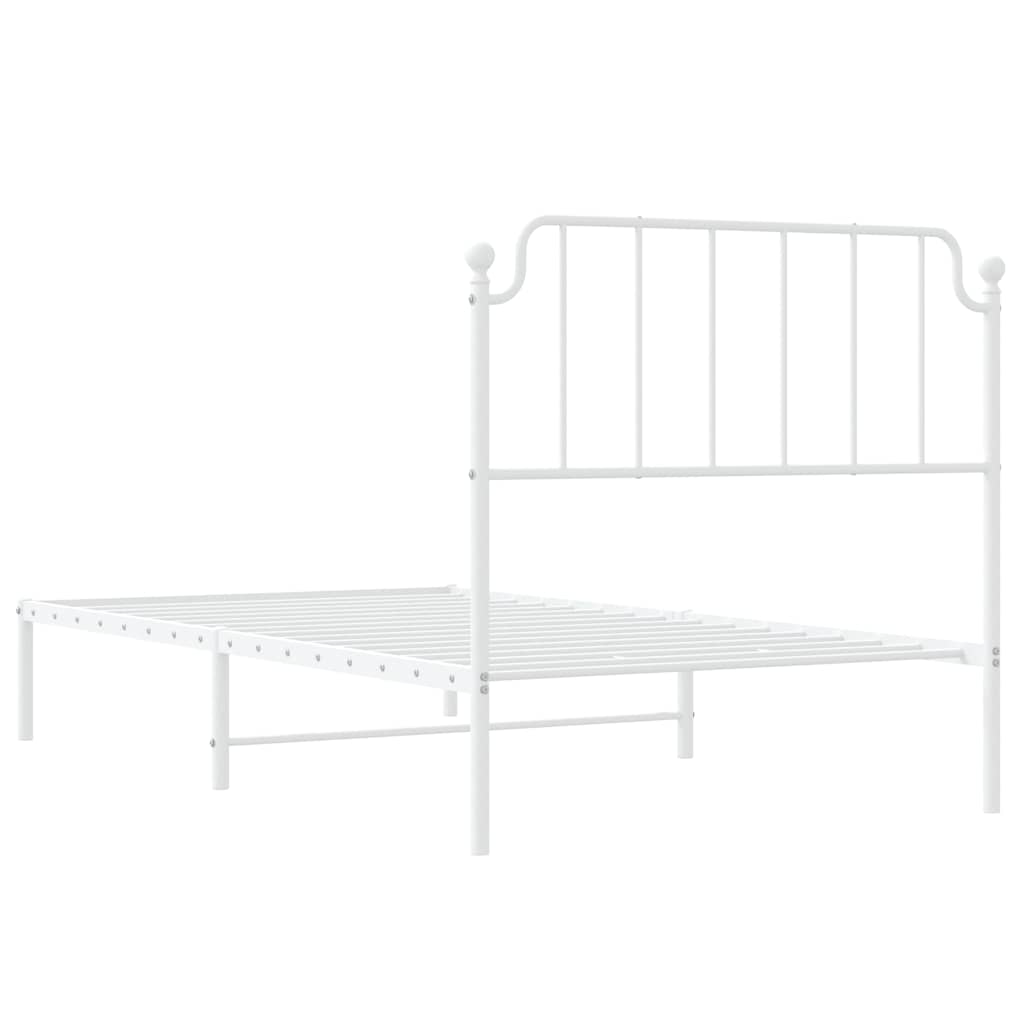 Bedframe met hoofdbord metaal wit 100x200 cm – afbeelding 8