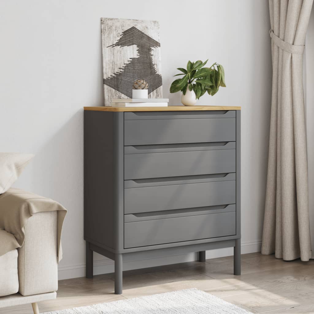 Ladekast FLORO massief grenenhout grijs – afbeelding 1