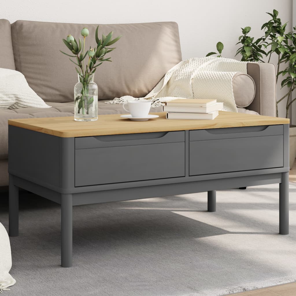 Salontafel FLORO 99x55,5x45 cm massief grenenhout grijs – afbeelding 1