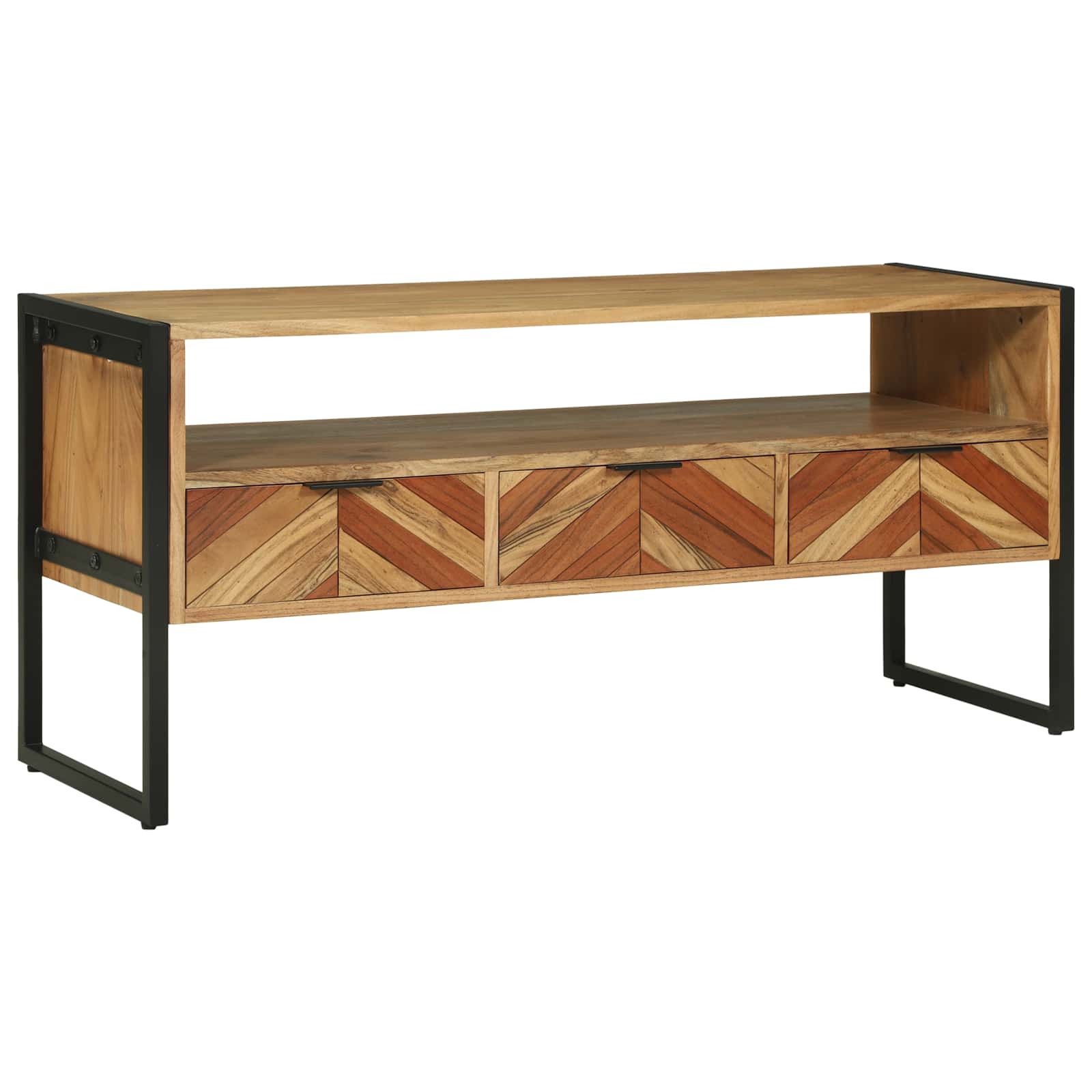 TV-kast met lade Bruin 100 x 35 x 50 cm Massief Acaciahout – afbeelding 1
