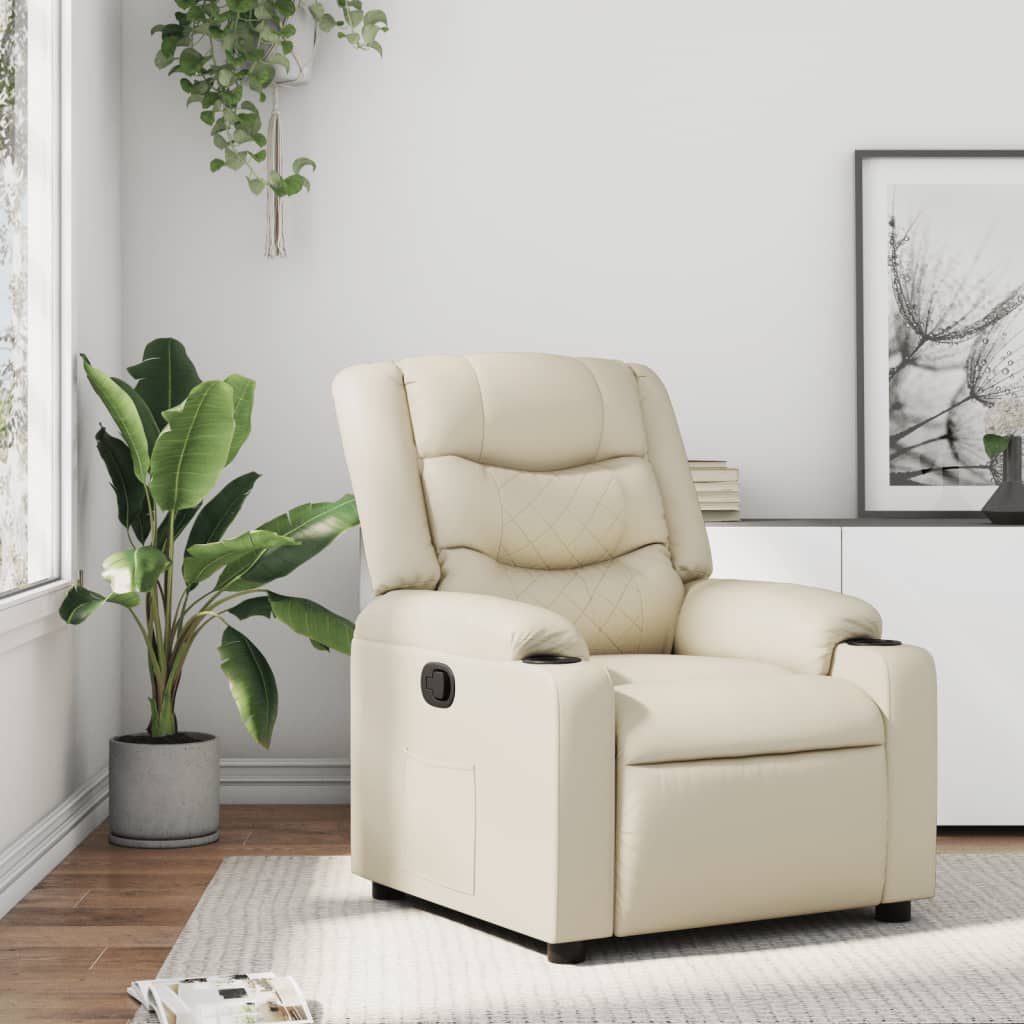 Fauteuil verstelbaar kunstleer crèmekleurig – afbeelding 1