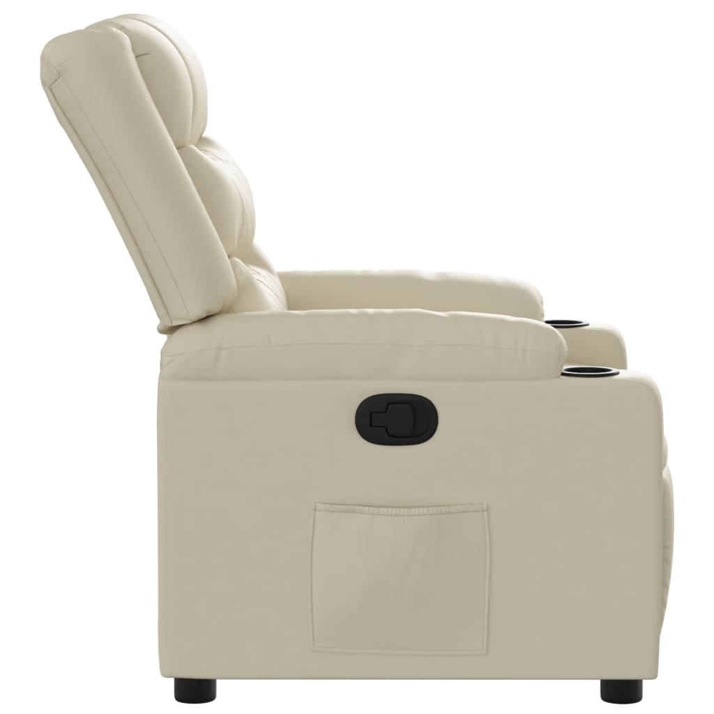 Fauteuil verstelbaar kunstleer crèmekleurig – afbeelding 7