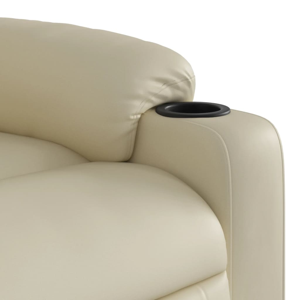 Fauteuil verstelbaar kunstleer crèmekleurig – afbeelding 8