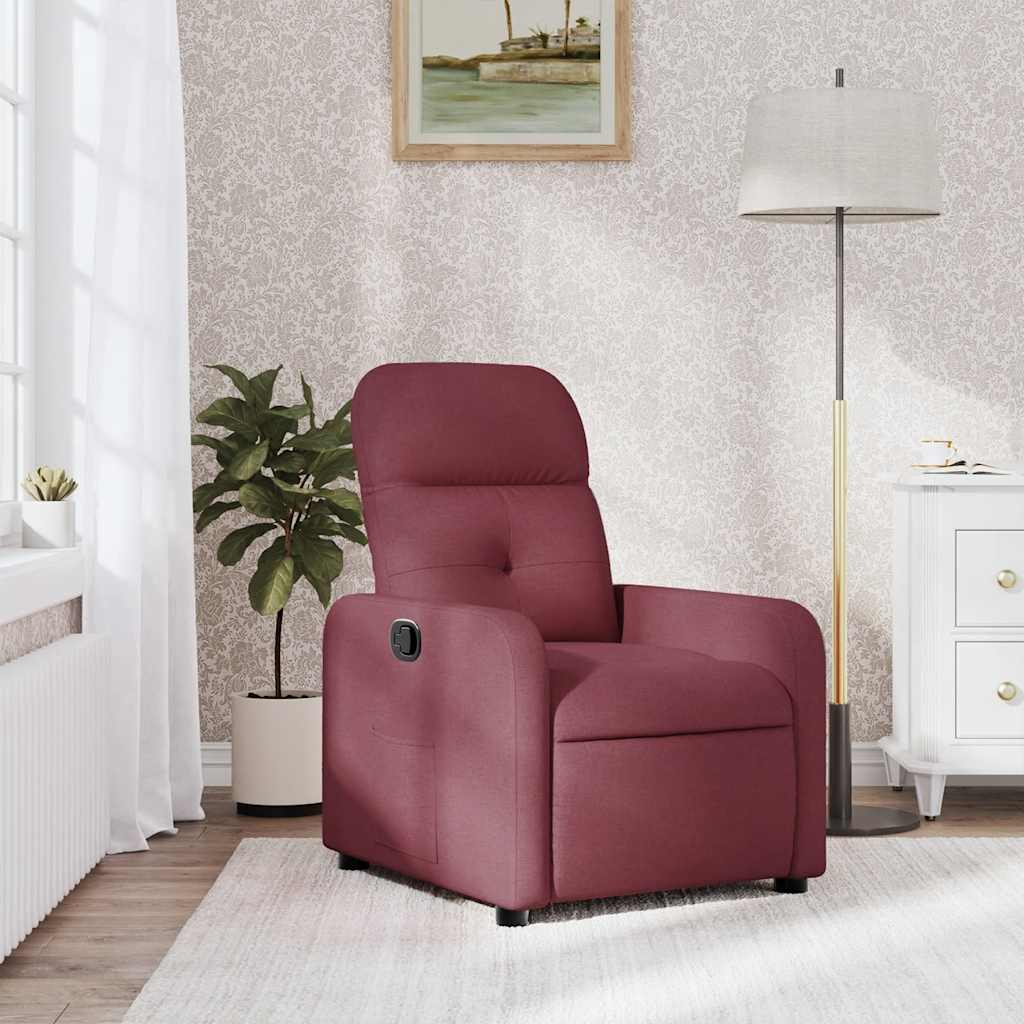 Fauteuil verstelbaar stof wijnrood