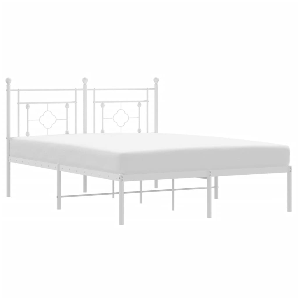 Bedframe met hoofdbord metaal wit 140x200 cm – afbeelding 2
