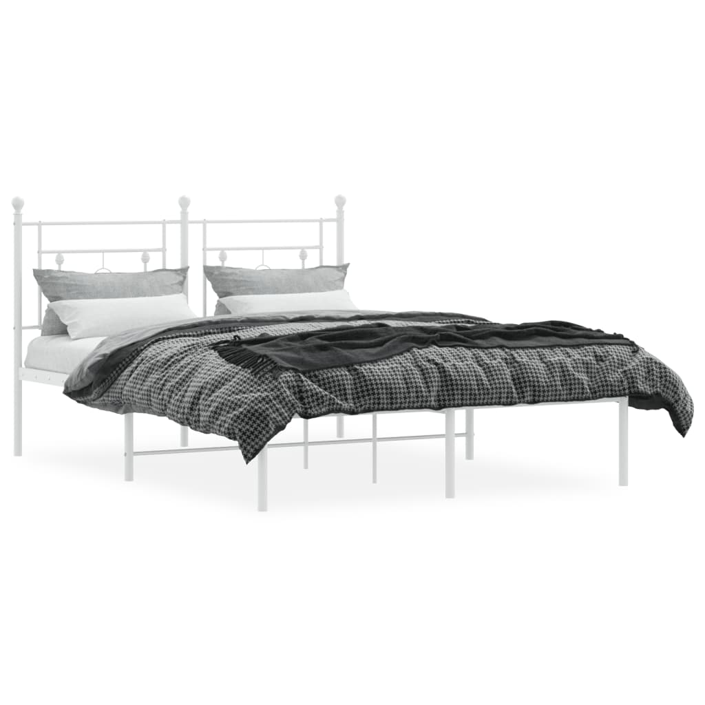 Bedframe met hoofdbord metaal wit 140x200 cm – afbeelding 3