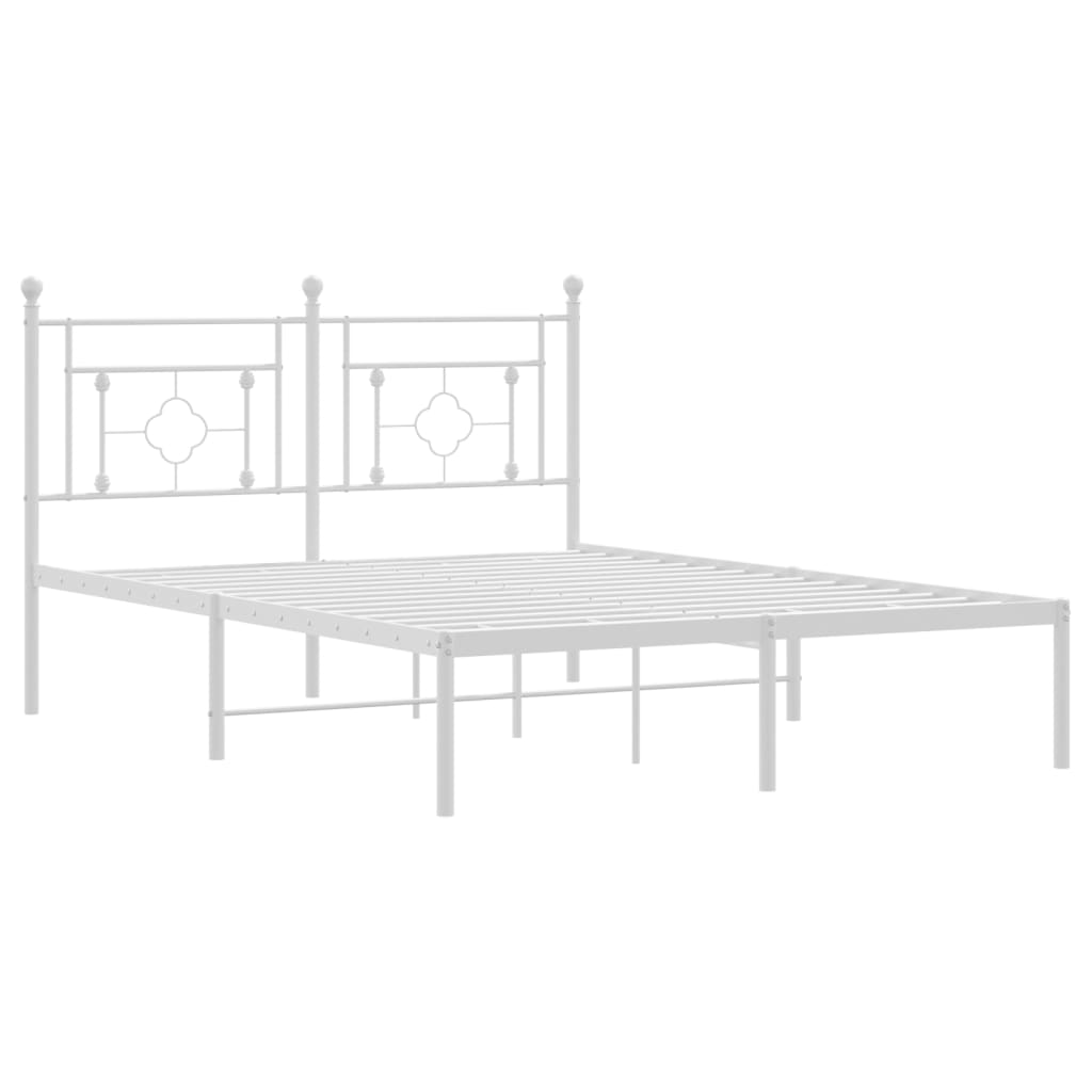 Bedframe met hoofdbord metaal wit 140x200 cm – afbeelding 4