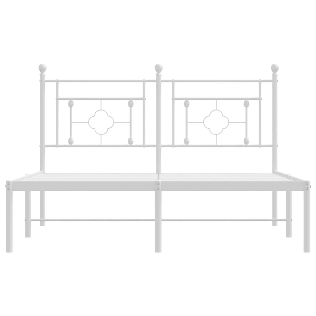 Bedframe met hoofdbord metaal wit 140x200 cm – afbeelding 5