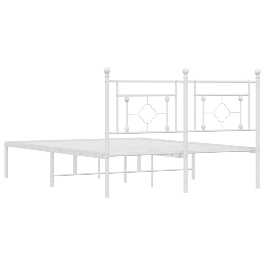 Bedframe met hoofdbord metaal wit 140x200 cm – afbeelding 7