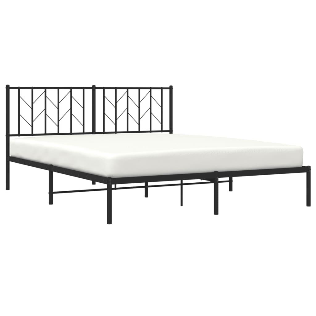 Bedframe met hoofdbord metaal zwart 160x200 cm – afbeelding 3