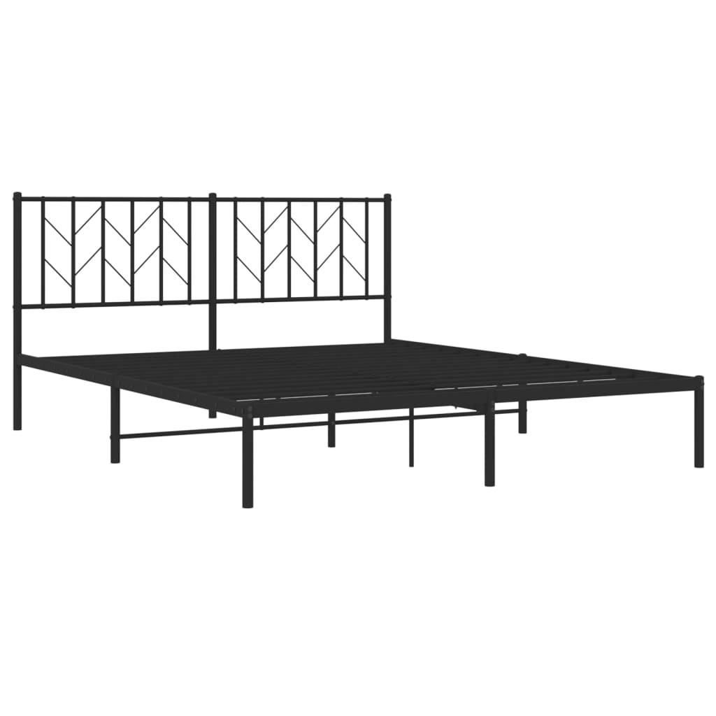 Bedframe met hoofdbord metaal zwart 160x200 cm – afbeelding 4