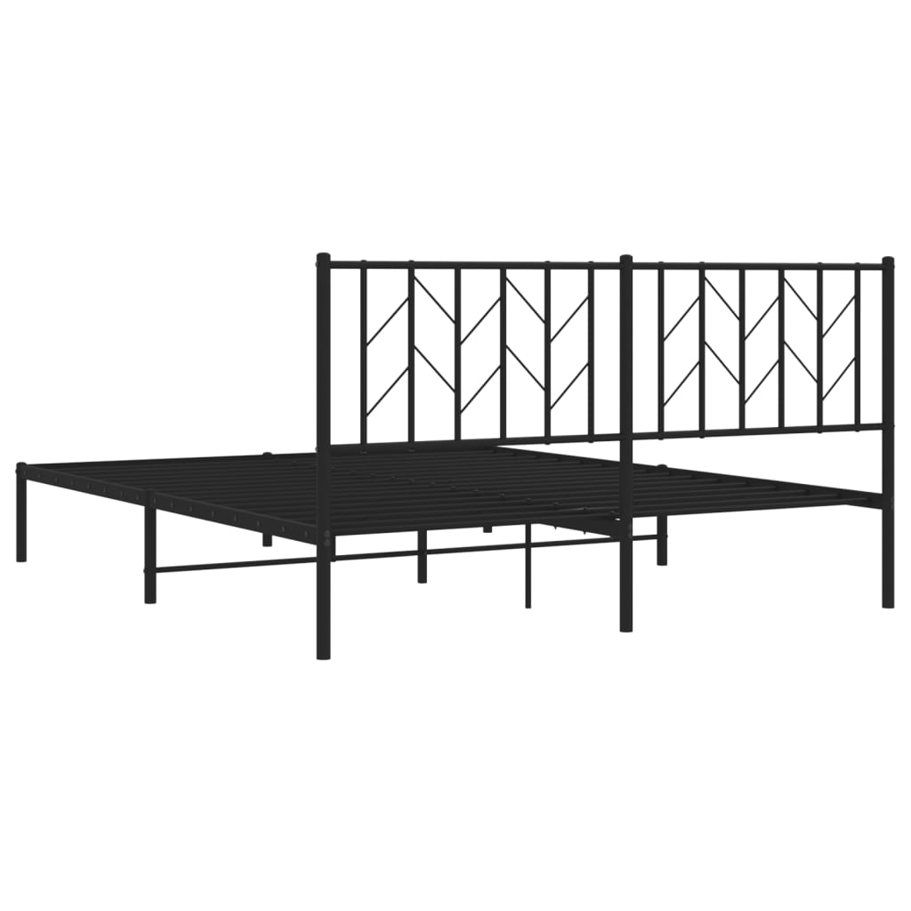 Bedframe met hoofdbord metaal zwart 160x200 cm – afbeelding 7