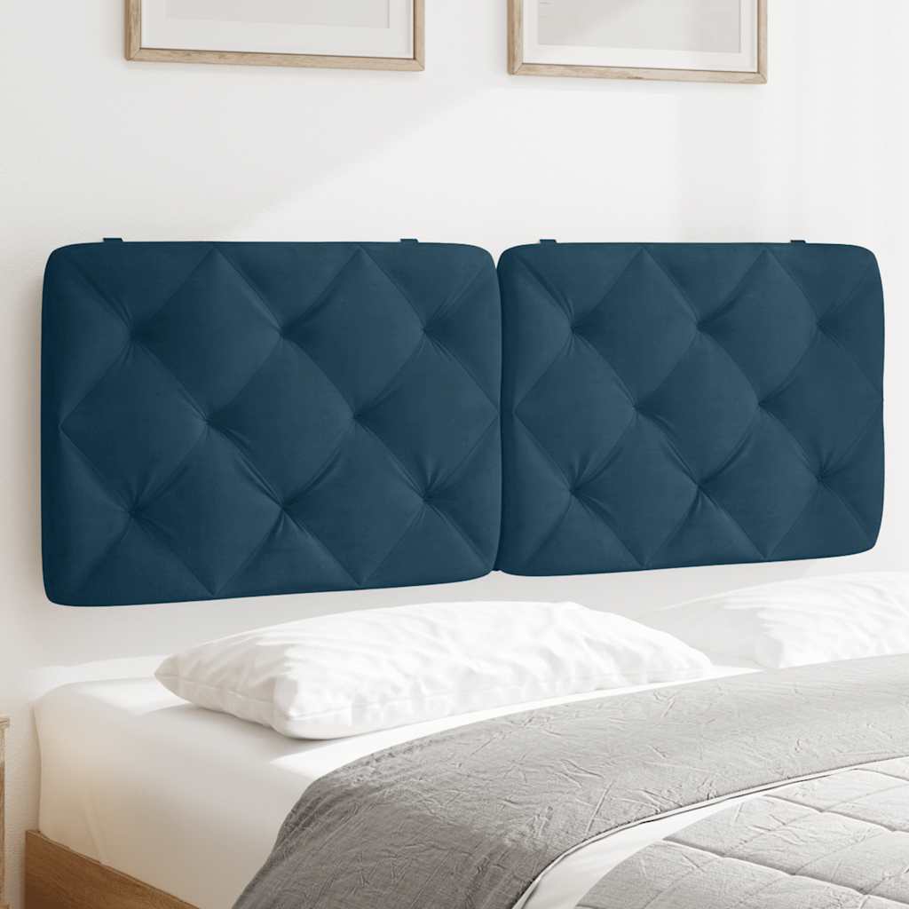 Hoofdbordkussen 140 cm fluweel blauw – afbeelding 1