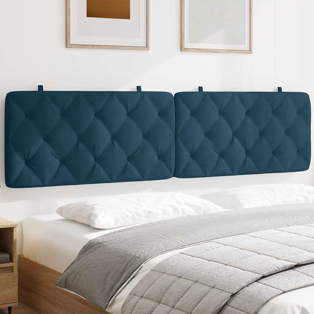 Hoofdbordkussen 200 cm fluweel blauw – afbeelding 1
