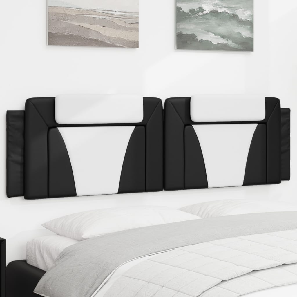 Hoofdbordkussen "Viana" 183 cm kunstleer zwart en wit