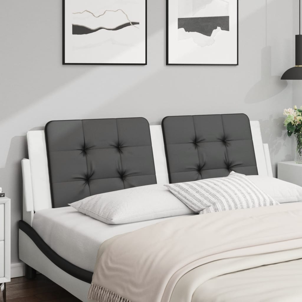 Hoofdbordkussen "Zadar" 160 cm kunstleer zwart en wit – afbeelding 1