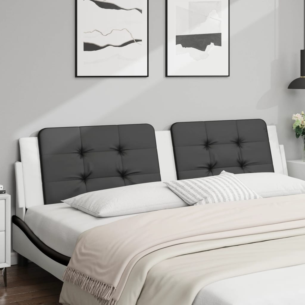 Hoofdbordkussen "Zadar" 200 cm kunstleer zwart en wit – afbeelding 1