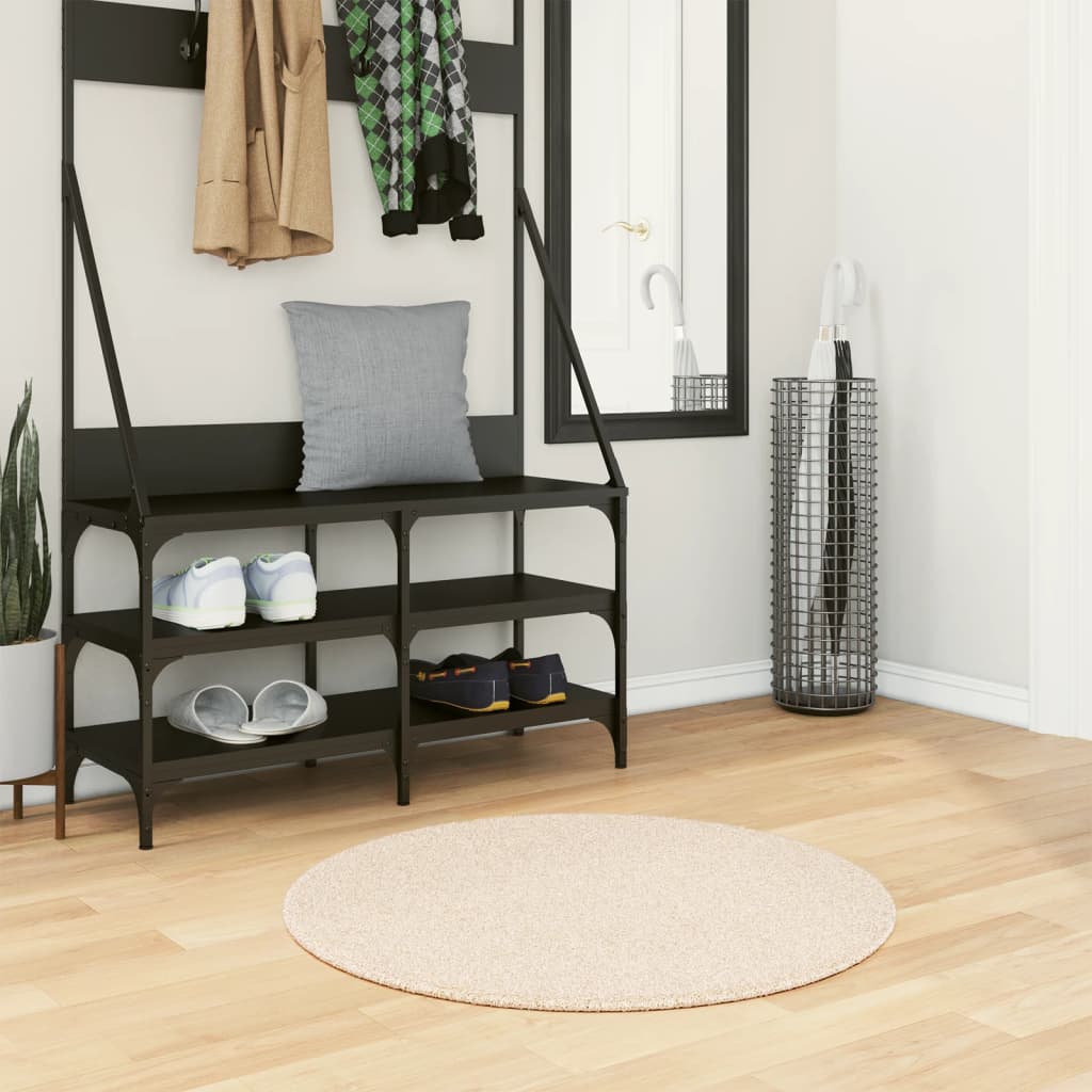 Vloerkleed HUARTE laagpolig zacht wasbaar Ø 80 cm beige – afbeelding 1