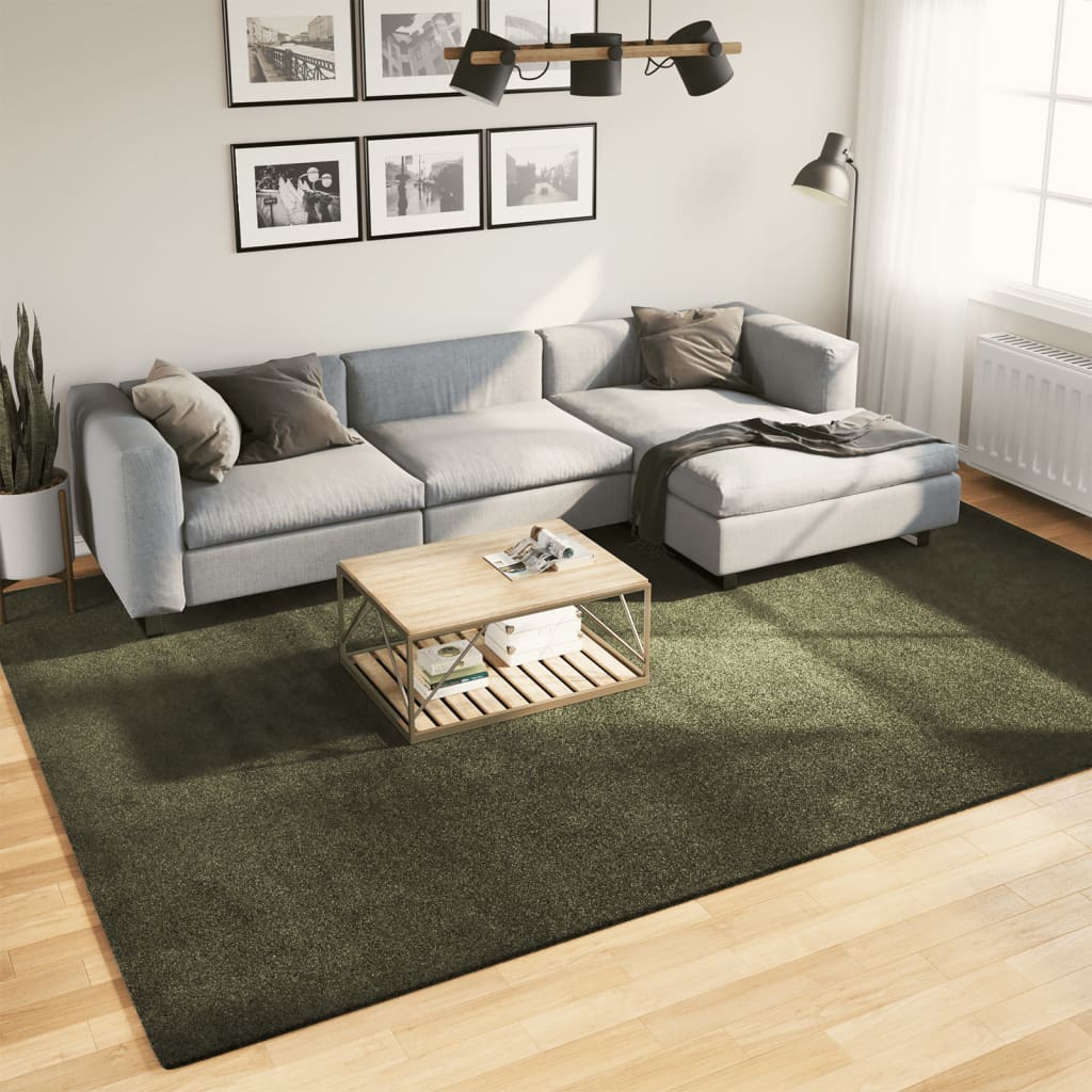 Vloerkleed HUARTE laagpolig zacht wasbaar 240x340 cm bosgroen – afbeelding 1
