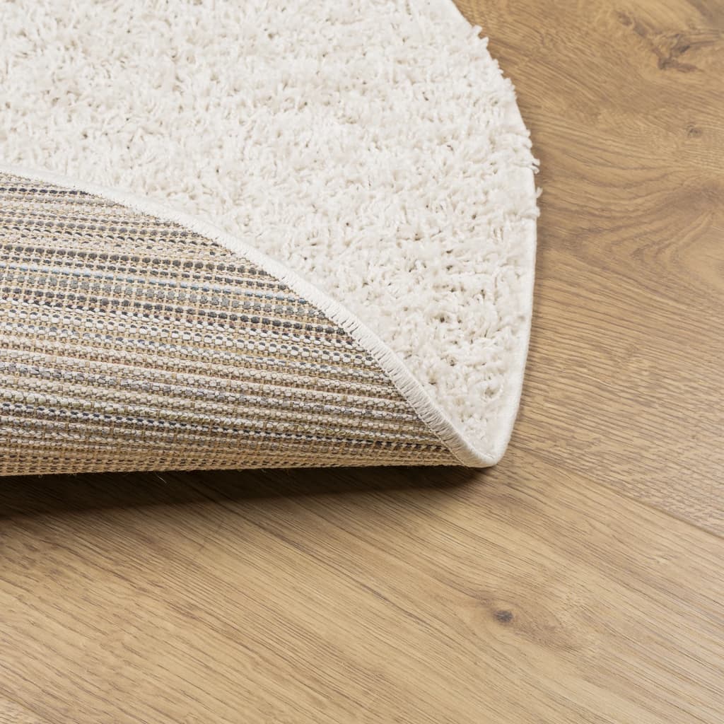 Vloerkleed PAMPLONA shaggy hoogpolig modern Ø 200 cm crèmekleur – afbeelding 5