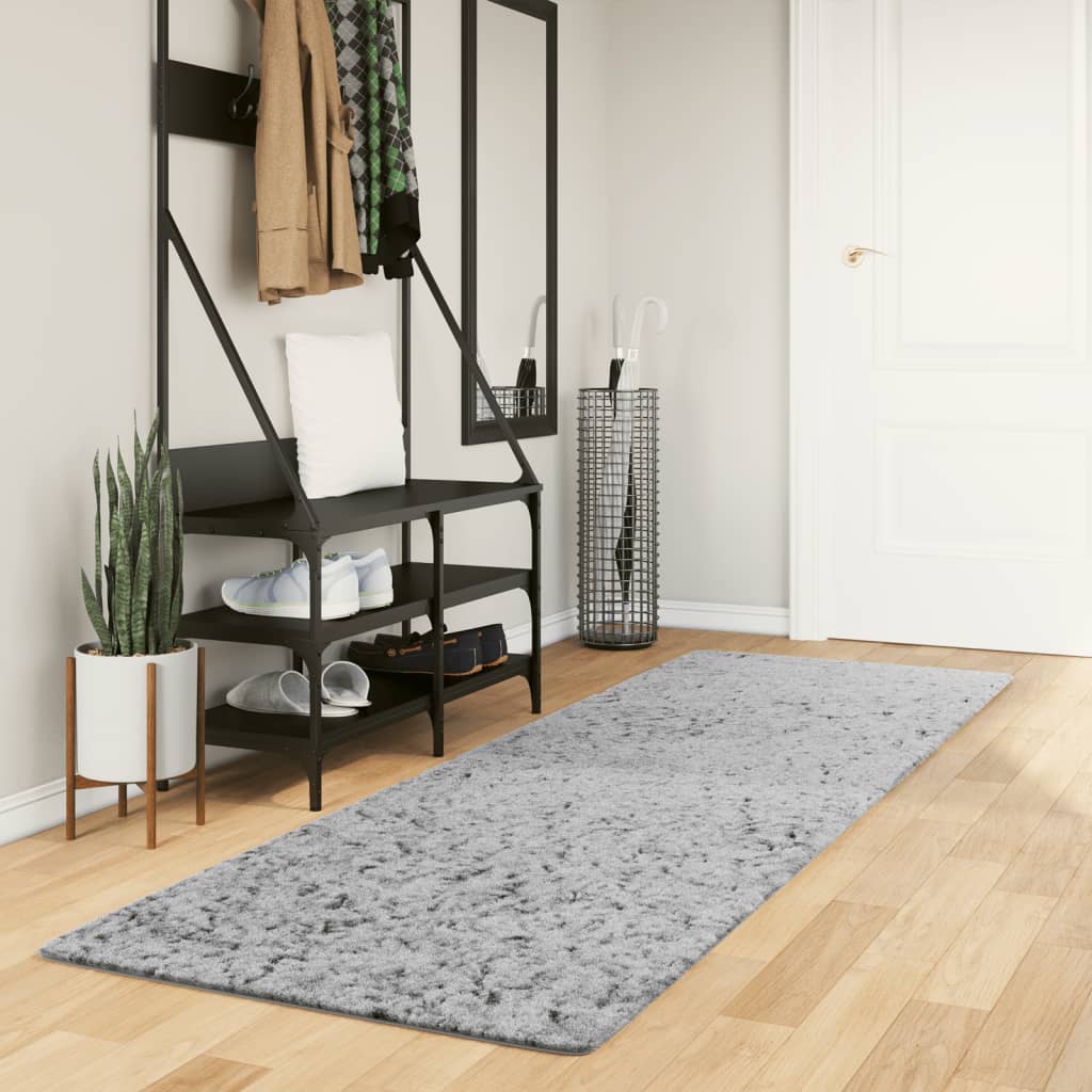 Vloerkleed PAMPLONA shaggy hoogpolig modern 80x250 cm grijs – afbeelding 1