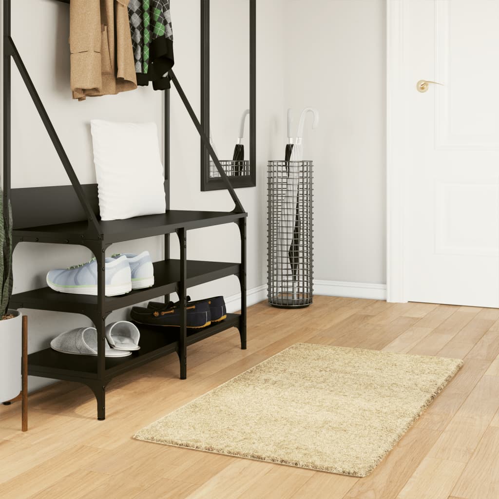 Vloerkleed PAMPLONA shaggy hoogpolig modern 60x110 cm goudkleur