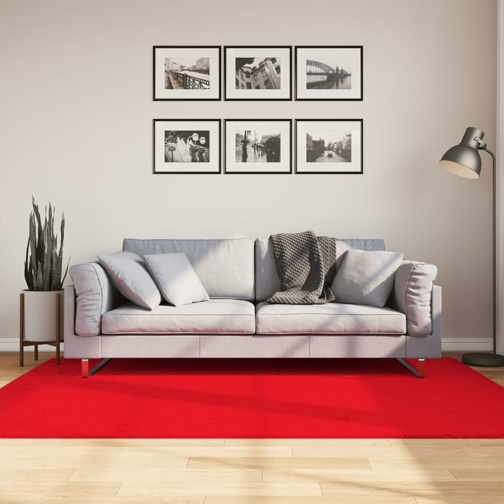 Vloerkleed OVIEDO laagpolig 140x200 cm rood – afbeelding 1