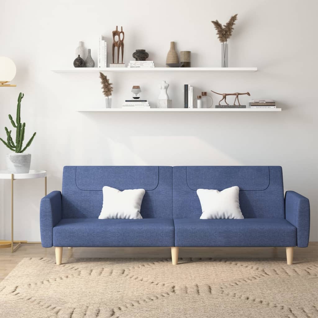 Slaapbank 2-zits stof blauw