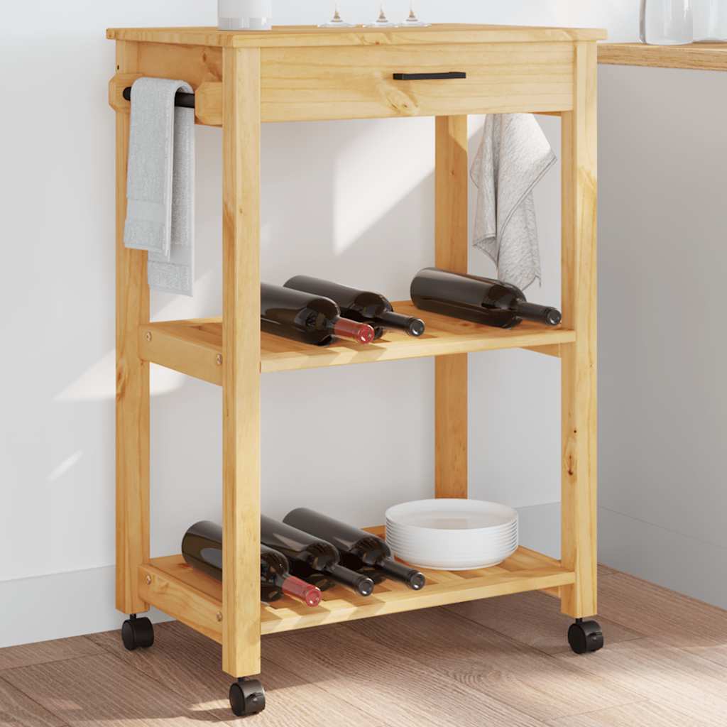 Keukentrolley MONZA 60x40x88,5 cm massief grenenhout