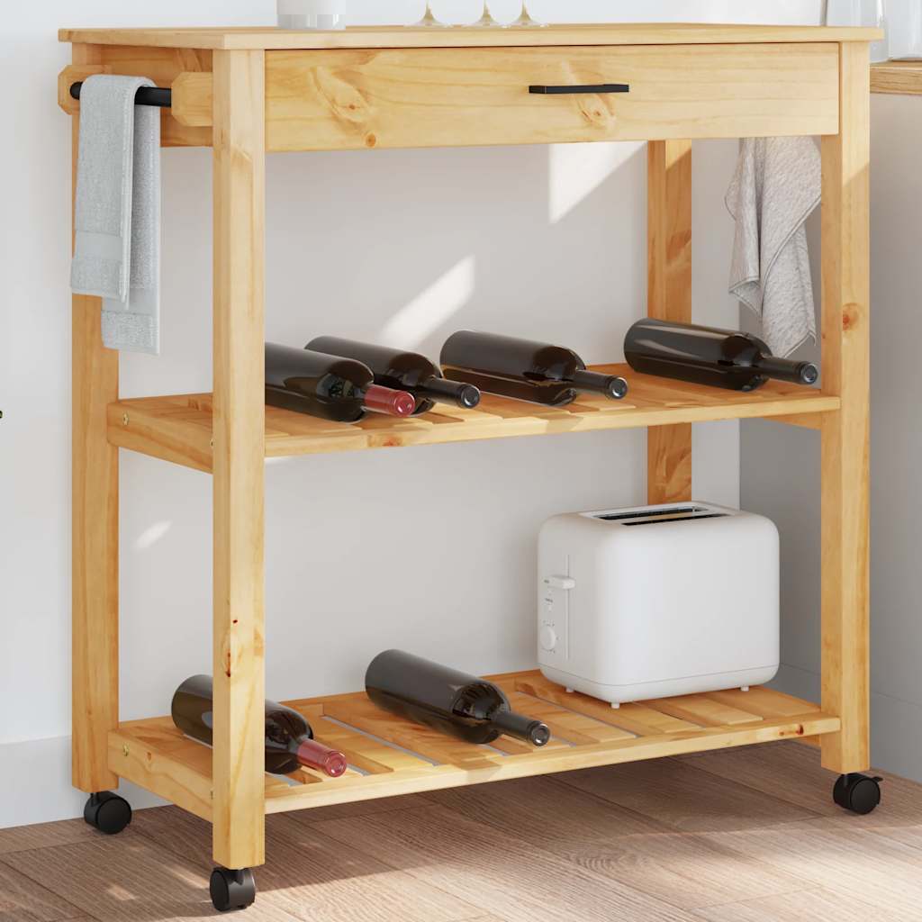 Keukentrolley MONZA 84x40x88,5 cm massief grenenhout – afbeelding 1