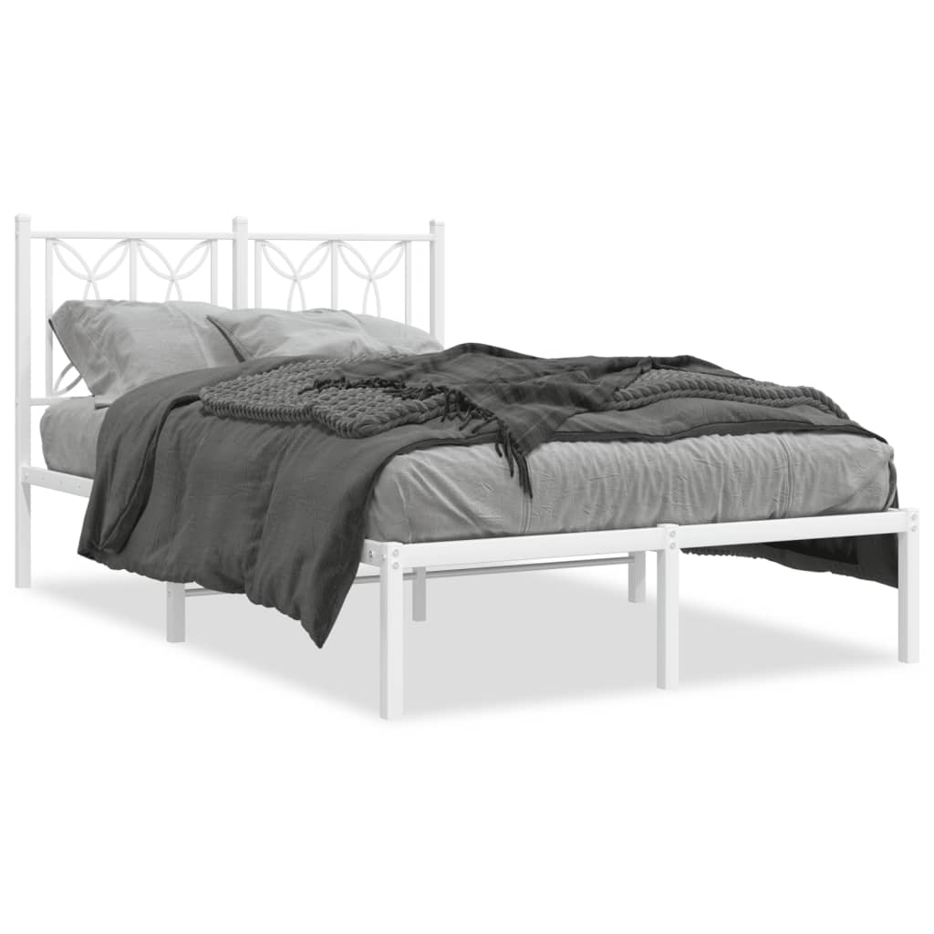 Bedframe met hoofdbord metaal wit 120x190 cm – afbeelding 2