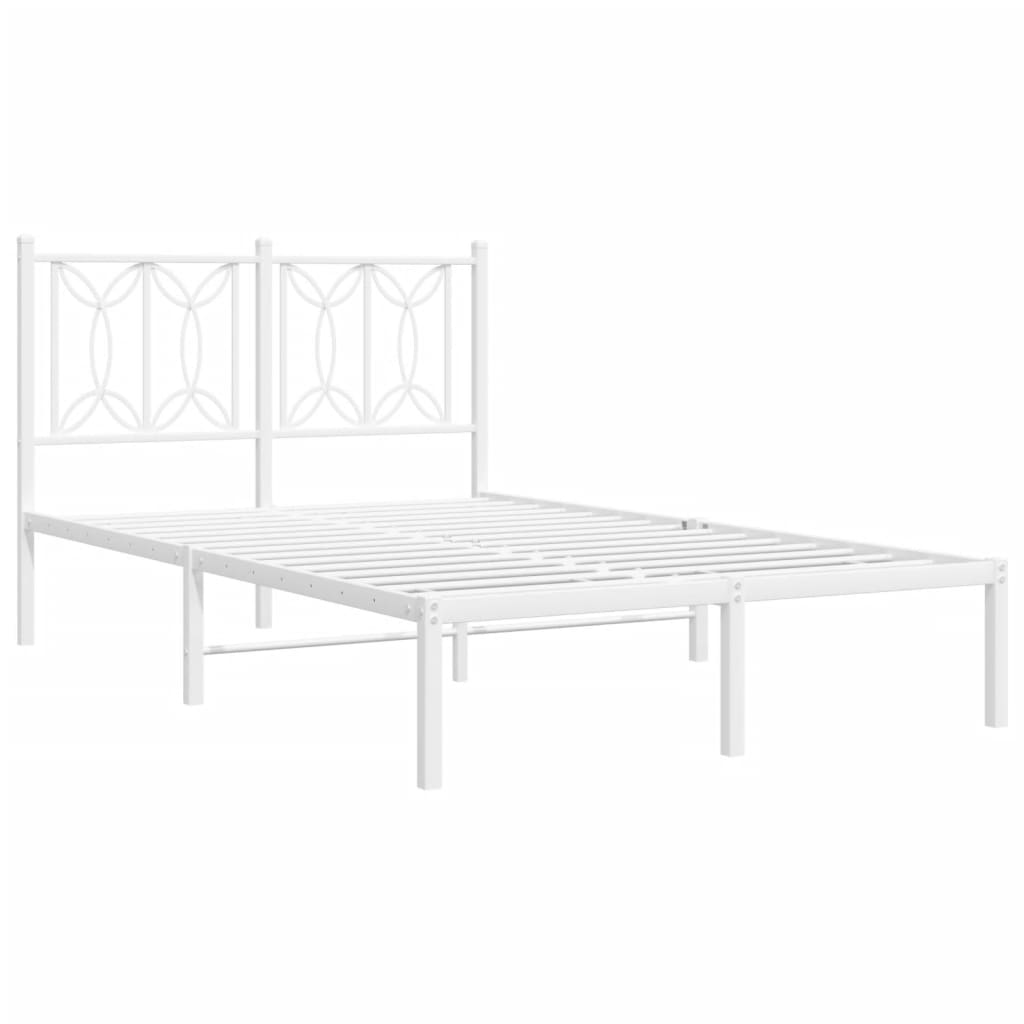 Bedframe met hoofdbord metaal wit 120x190 cm – afbeelding 3
